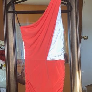 Bebe one shoulder Coral dress